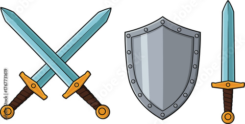 Sword and Shield Medieval Weapons Icons