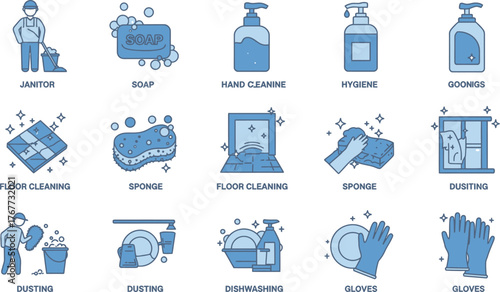 Cleaning and Hygiene Icons Set