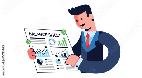 Business Professional Examining Financial Balance Sheet for Business Success Analysis