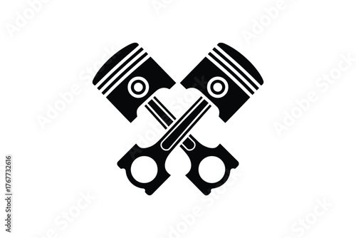 Crossed pistons icon for automotive and mechanical themes
