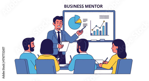 Business Leader Presenting Analytics And Strategies To The Team During The Meeting Session