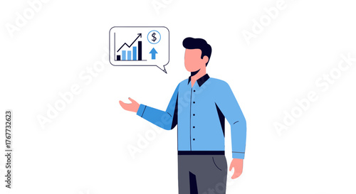 Business Leader Presenting Financial Progress: Conceptual Diagram Of Economic Growth And Gains