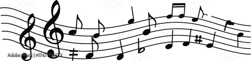 Music Notes on Staff Lines Illustration