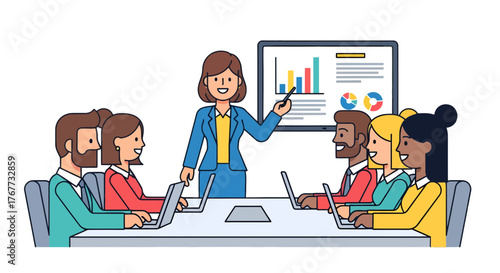 Business Presentation: A Team Meeting Focused On Strategic Analysis and Development