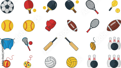 Sports Equipment Icons Collection