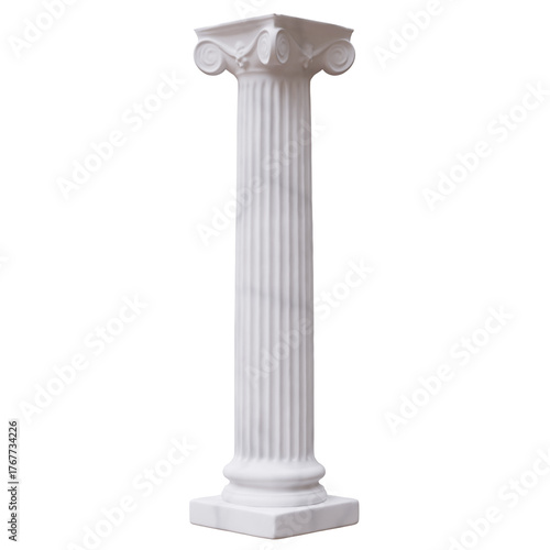 Cuadro en lienzo Pillar column ancient Greek isolated on white, transparent