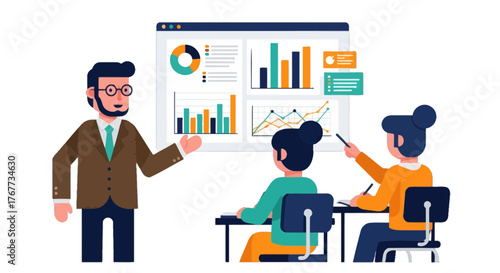 Business Team Analyzing Data Presentation, Sharing Insights, and Developing Strategies for Success