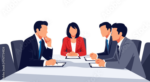 Business Team Meeting In Progress: Strategic Planning, Collaboration and Ideas Displayed