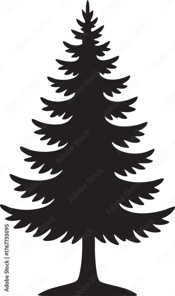 Obraz premium Tree silhouette icon set — isolated black vector trees for environment and nature design
