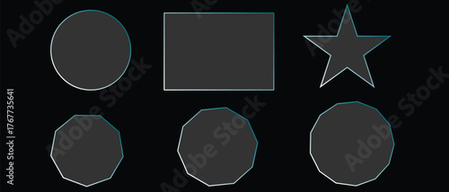 Elegant Geometric Shapes on Black Background Circle Square Star and Octagon Design Graphic Resource Element