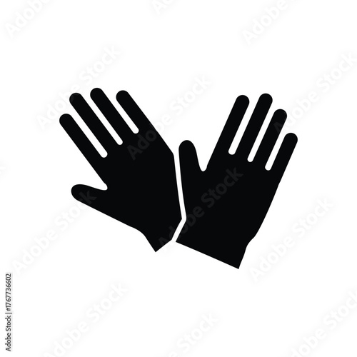 Pair of black silhouette gloves icon simple modern design for safety protection and hygiene applications