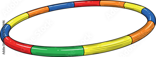 Colorful exercise hoop with segmented sections, perfect for fitness and play