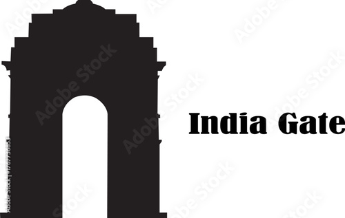Striking black silhouette of the iconic india gate monument in new delhi silhouette