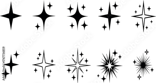Collection of Sparkling Star Icons for Design Projects