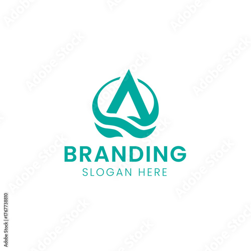 Typography Letter A swoosh logo