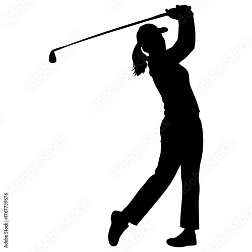 Golf Player female Vector silhouette .eps