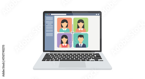 Connect virtually with coworkers on a laptop for remote meetings and collaboration, fostering teamwork in a modern digital workspace for success