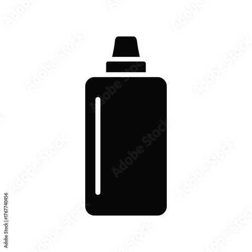 Minimalist black icon of a squeeze bottle with cap and label area clean simple design