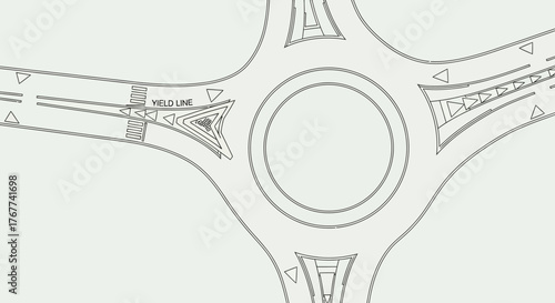 A Circular Road Network Blueprint Depicting Traffic and Navigation Elements Design