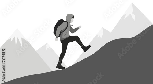 A Person Ascends A Mountain, Demonstrating Perseverance And Determination For Success