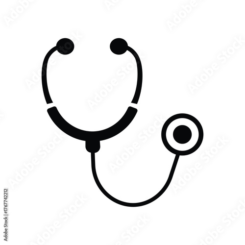 Simple stethoscope icon for healthcare medical professional doctor diagnosis tool symbol graphic