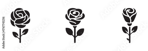 Rose icon set, rose icon for apps and websites, rose vector logo, vector illustration EPS.