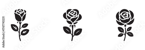 Rose icon set, rose icon for apps and websites, rose vector logo, vector illustration EPS.