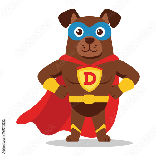 Superhero Dog Mascot Cartoon Character Standing Proudly