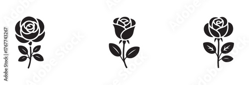 Rose icon set, rose icon for apps and websites, rose vector logo, vector illustration EPS.