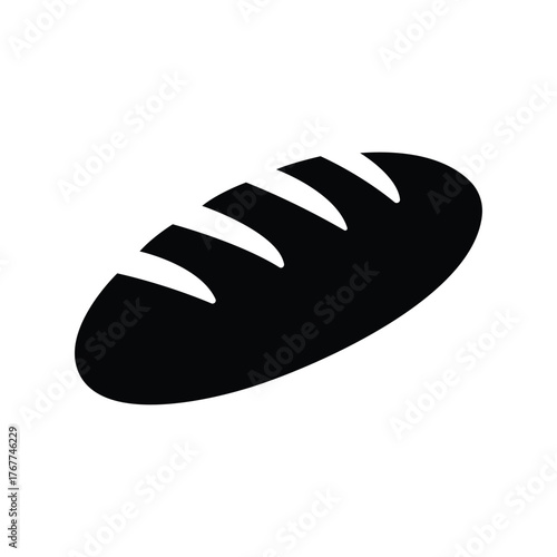 Simple black icon of a loaf of bread with slices bakery food symbol minimalist graphic design element
