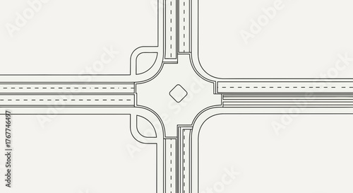Abstract Geometric Illustration Of Road Intersection, Crossroad, And Vector Graphic Design