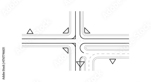 Abstract Illustration Of Road Network With Arrows Indicating Vehicle Directions
