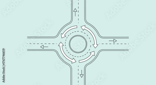 A Simplified Diagram Of A Roundabout With Arrows Indicating Traffic Flow Direction Clearly