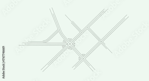Abstract Urban Plan Depicting Roads and Intersections, Minimalist Perspective