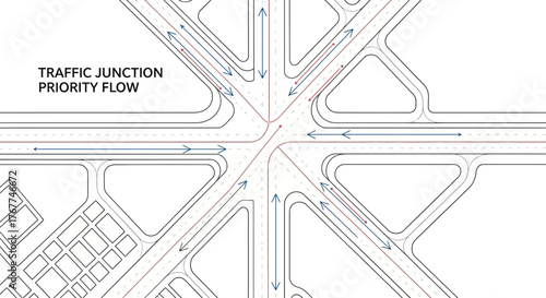 Abstract Visualization Depicting Traffic Junction Routing and Directional Flow Pathways
