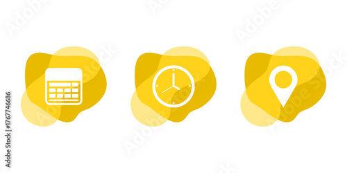 Minimalist Calendar, Time, and Pin Icons for Web Design