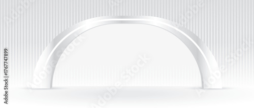 modern minimal gray white backdrop with metallic arch display 3d illustration vector scene for putting product or object