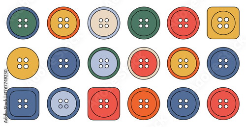 colorful sewing button icon collection