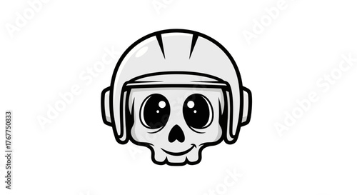 Helmeted skull vector mascot cartoon illustration with playful charm and unique design