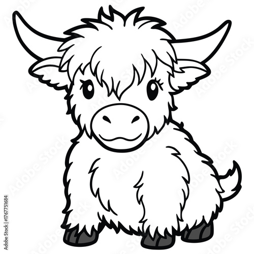 Cute highland cattle calf vector illustration scalable animal graphic eps format for design