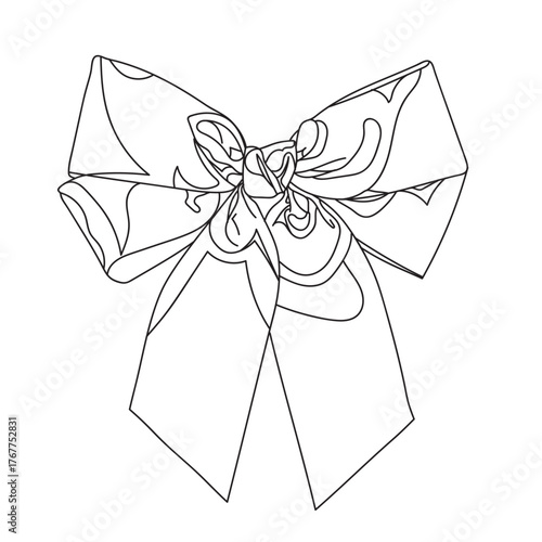 Elegant bow tie line art, perfect for coloring books, scrapbooking, and creative design projects with a touch of sophistication