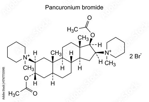 Pancuronium bromide, chemical structure of pancuronium bromide, drug substance