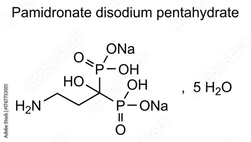 Pamidronate disodium pentahydrate, chemical structure of pamidronate disodium pentahydrate, drug substance
