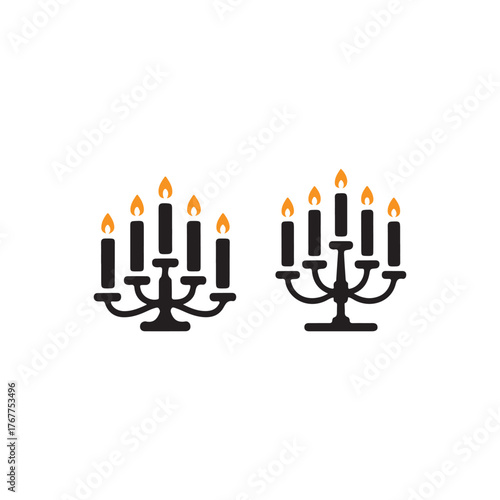 Two ornate candelabras with glowing flames a dark and elegant silhouette