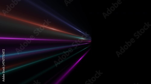 Colorful Light Rays Flying from Center — 3D Glowing Streaks on Transparent Background