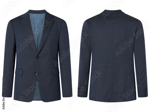 Dark blue blazer front and back view formal wear fashion outfit