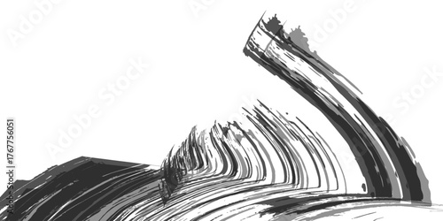 rocky trail leading to distant mountains hand drawn doodle sketch