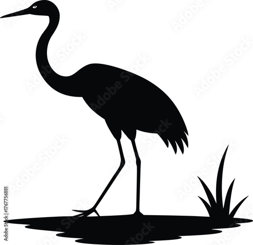 heron on the beach vector illustration