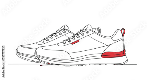 Stylish white sneakers with red accents for fashion and sports