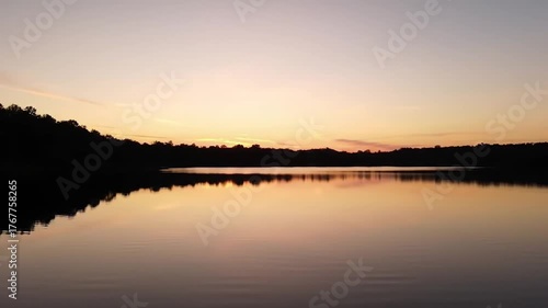 Wallpaper Mural Serene Lake Sunset Reflection - Tranquil Nature Scene at Dusk. Torontodigital.ca